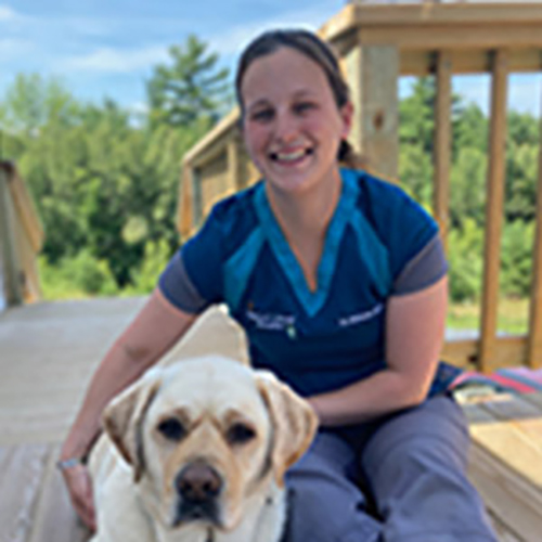 vet sitting with pet